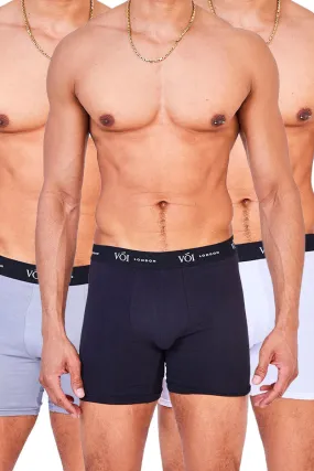 3 Pack Boxers - Black / Grey / White