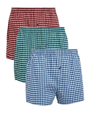 3pk Pure Cotton Geometric Woven Boxers