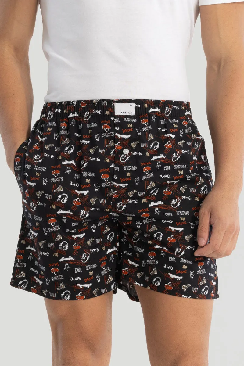 Black Printed Boxers