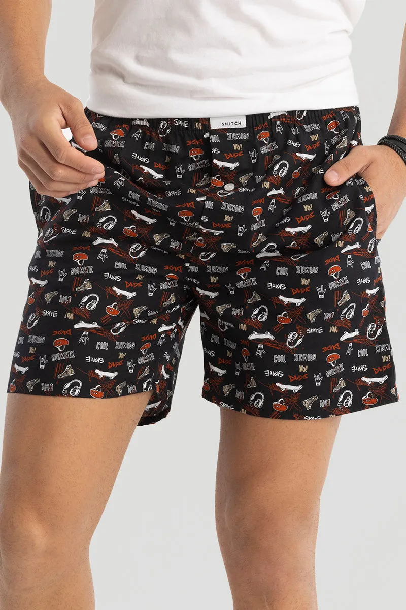 Black Printed Boxers