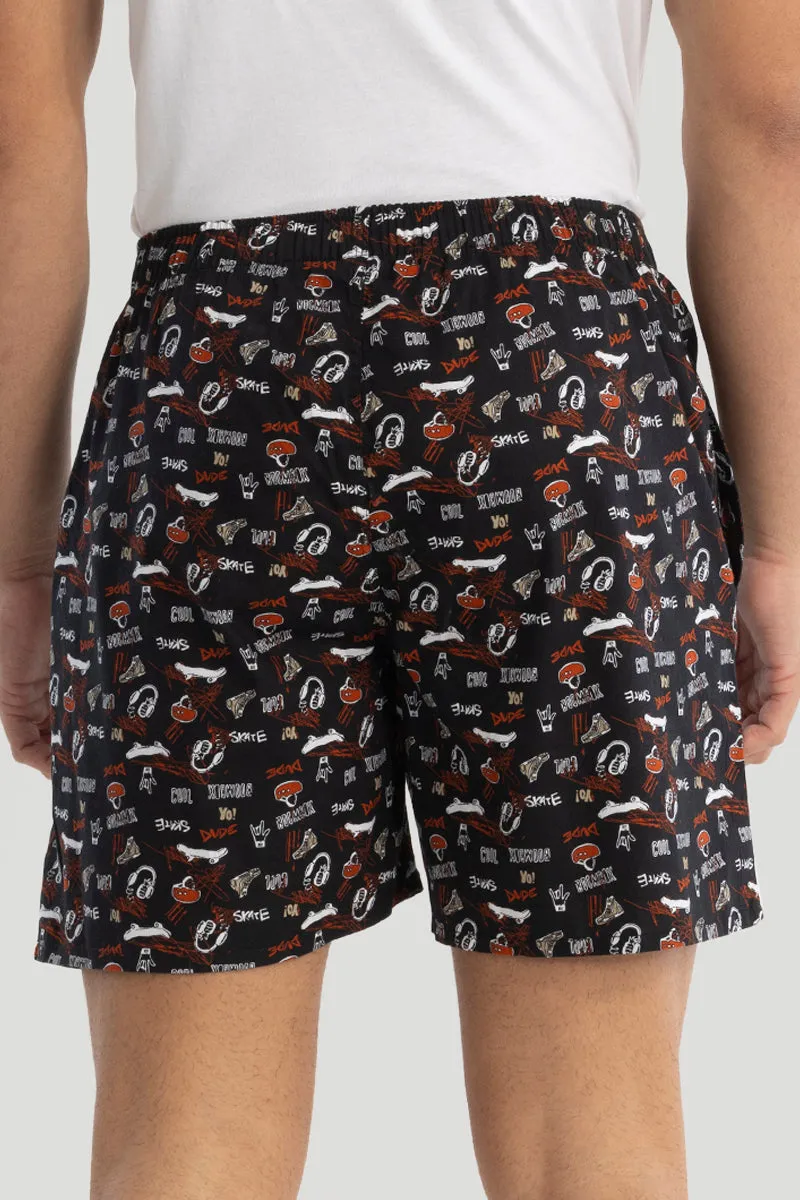 Black Printed Boxers