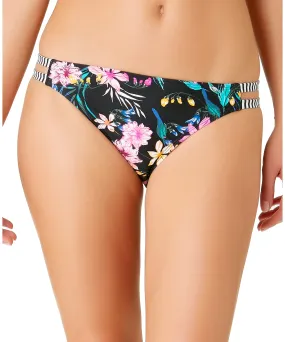 California Waves Juniors' Wildflower Printed Hipster Bottoms,Black, M