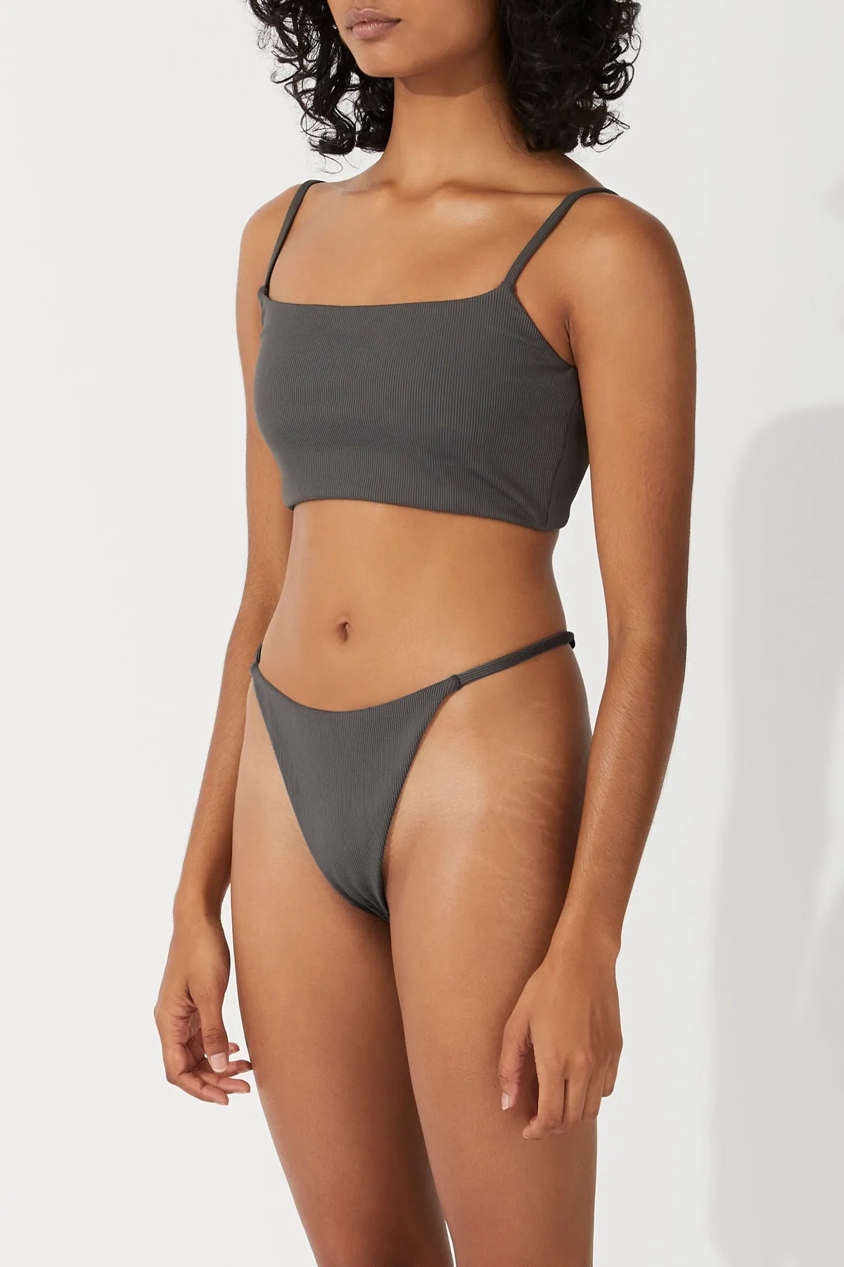 Charcoal Rib Curve Thong Brief