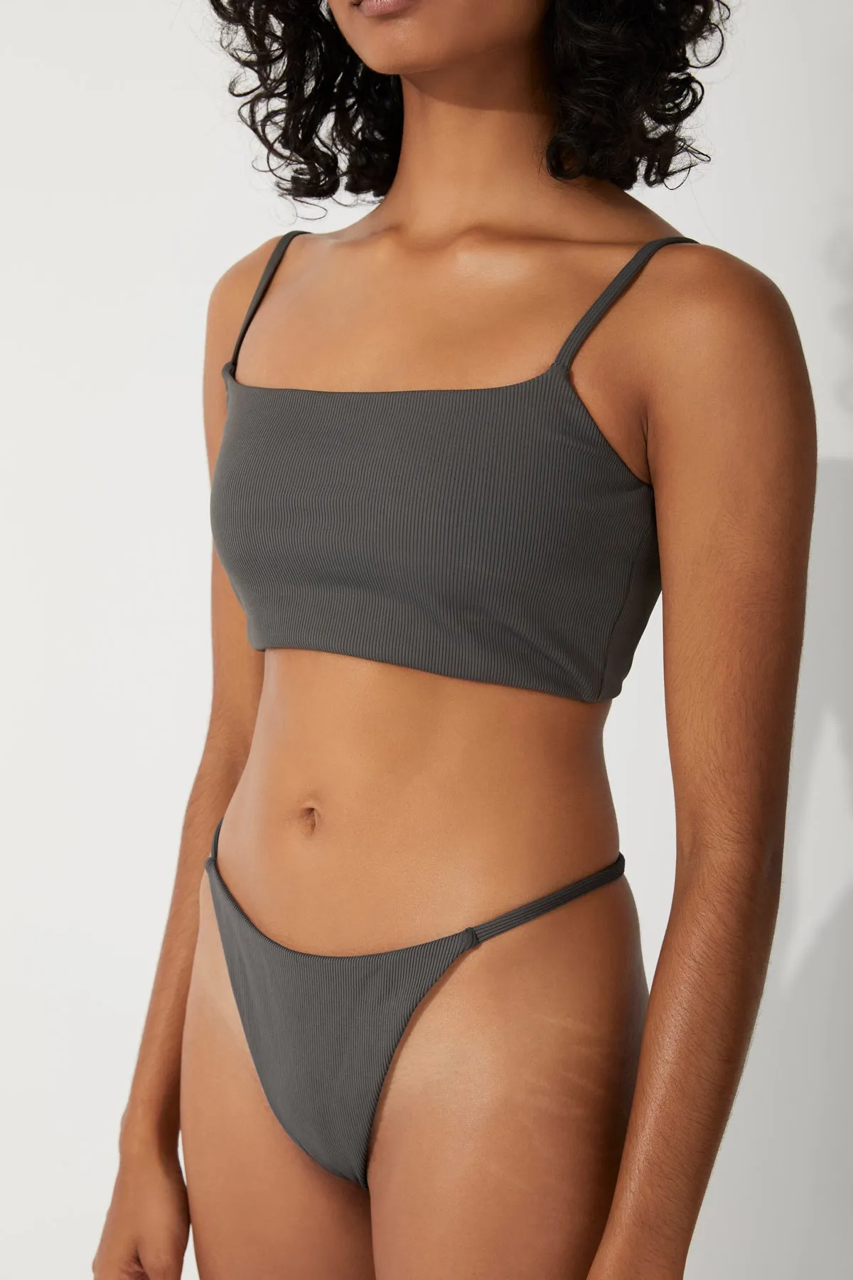 Charcoal Rib Curve Thong Brief