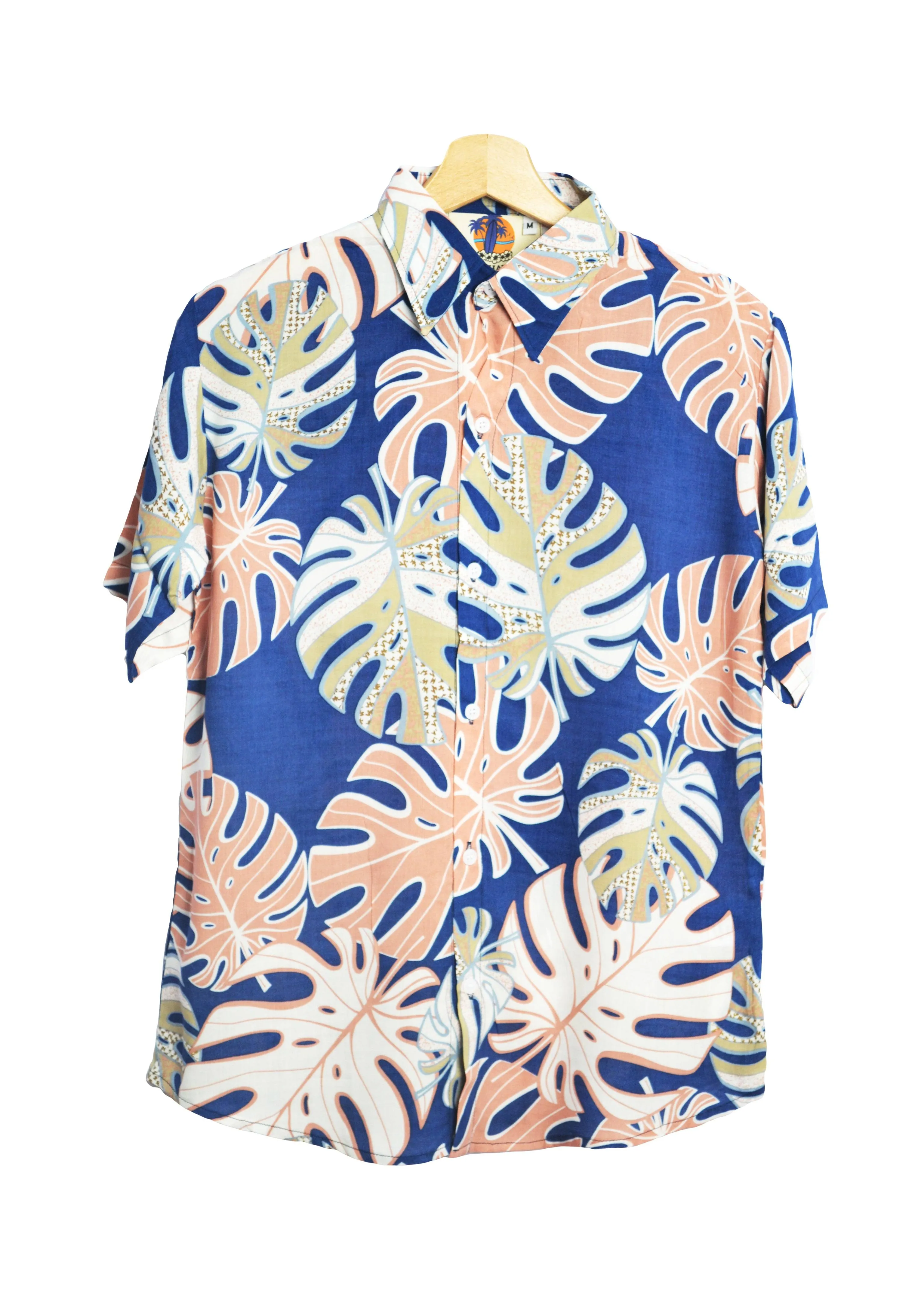 Chemise hawaienne bleue a fleurs