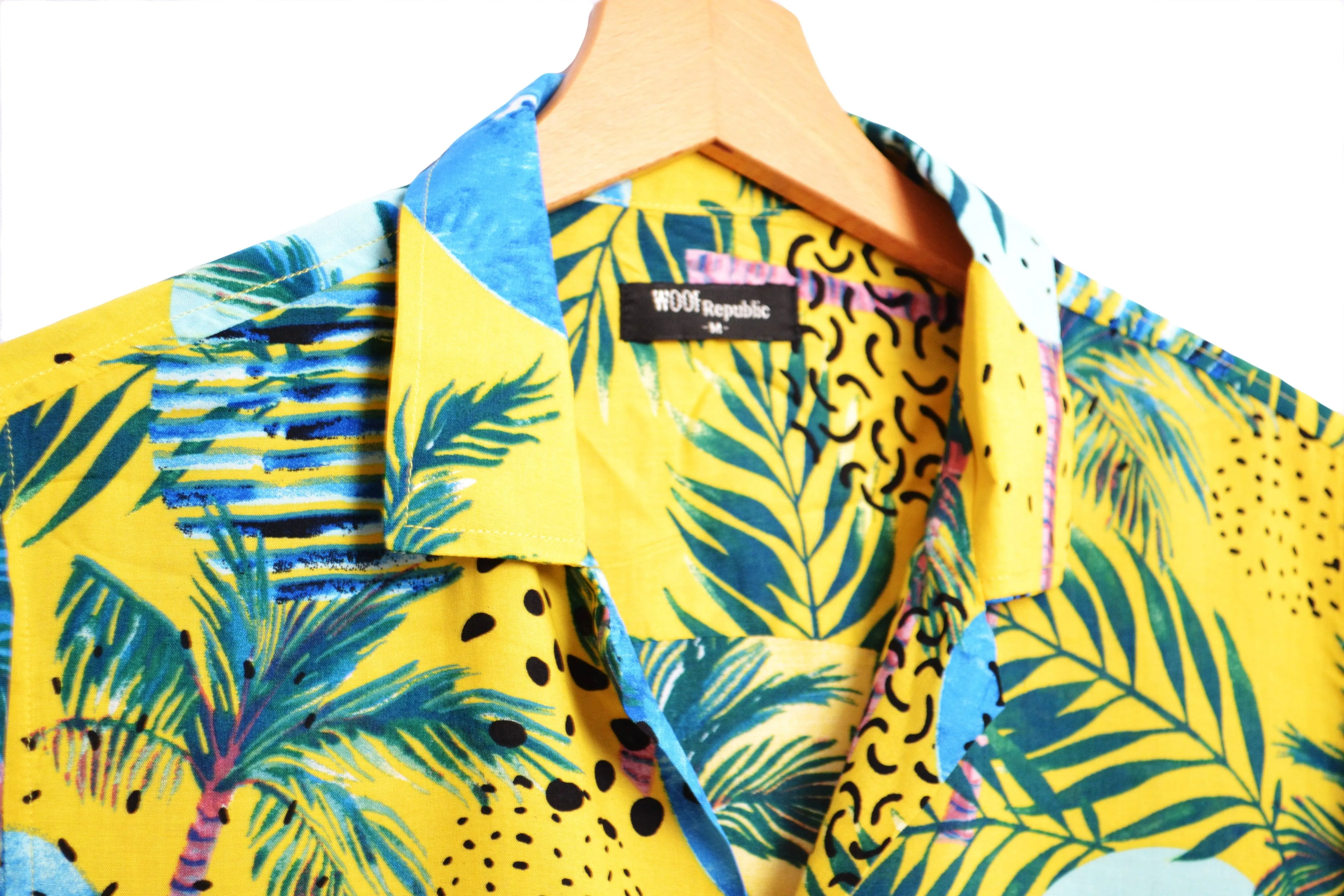 Chemise hawaienne jaune et bleu