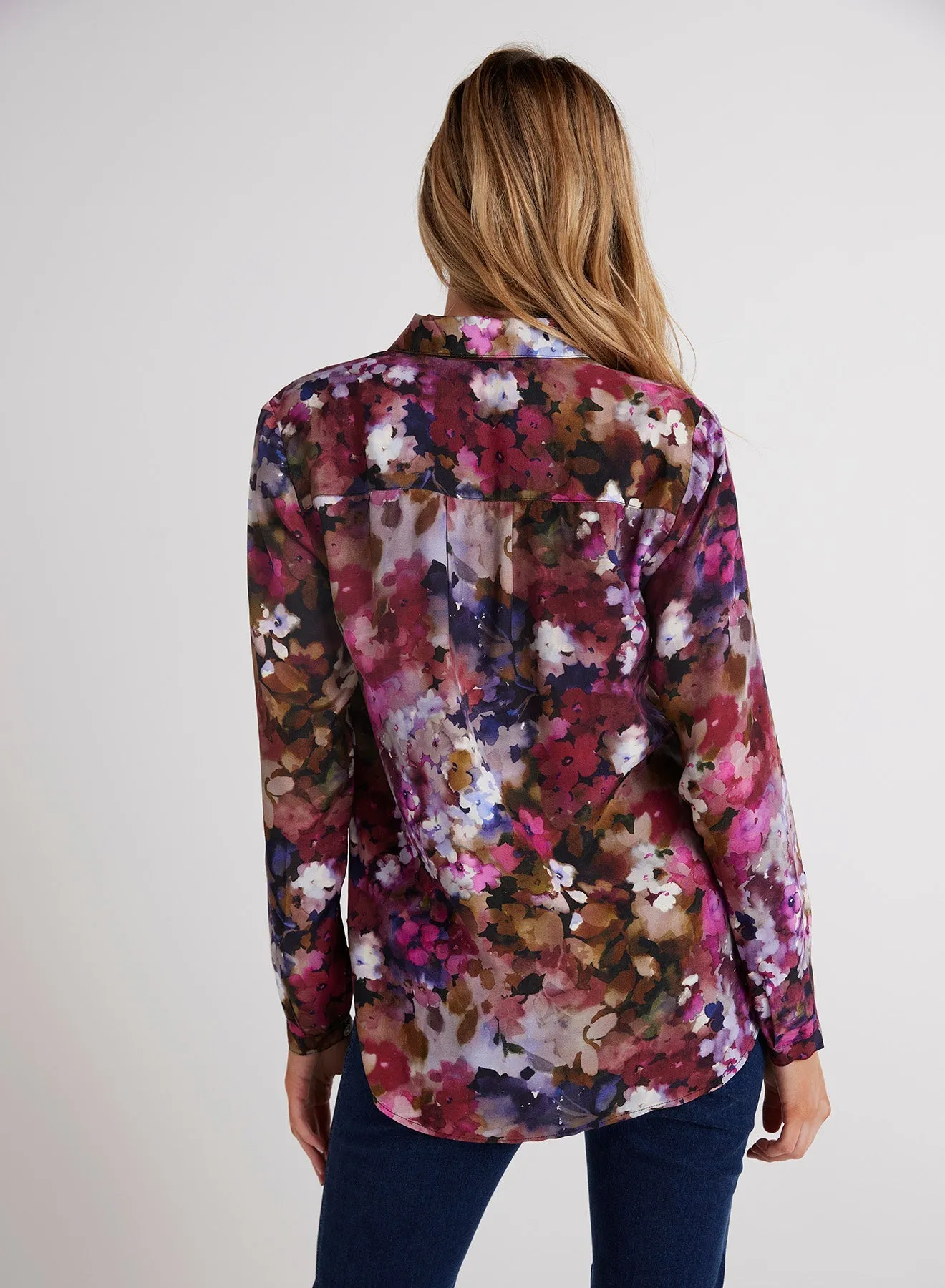 Clean Front Hipster Shirt - Twilight Fleur Print