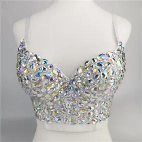 Colored Rhinestone Women Bustier Corset Vest