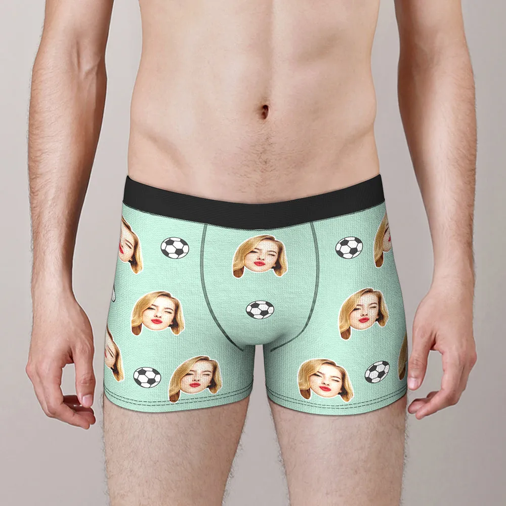 Custom Face Boxer Briefs Personalized Soccer Sports Boxers Gift for Him