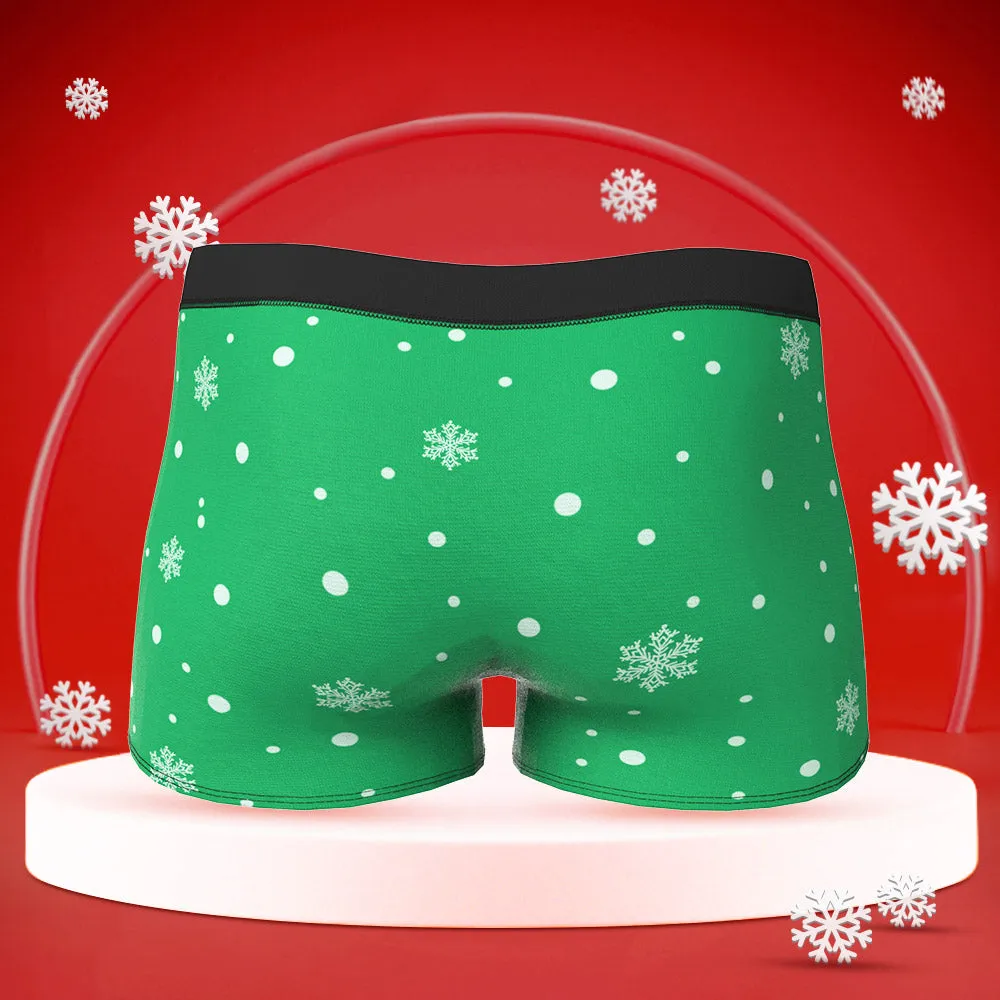 Custom Face Boxers Briefs Men's Shorts With Girlfriend Photo Merry Christmas