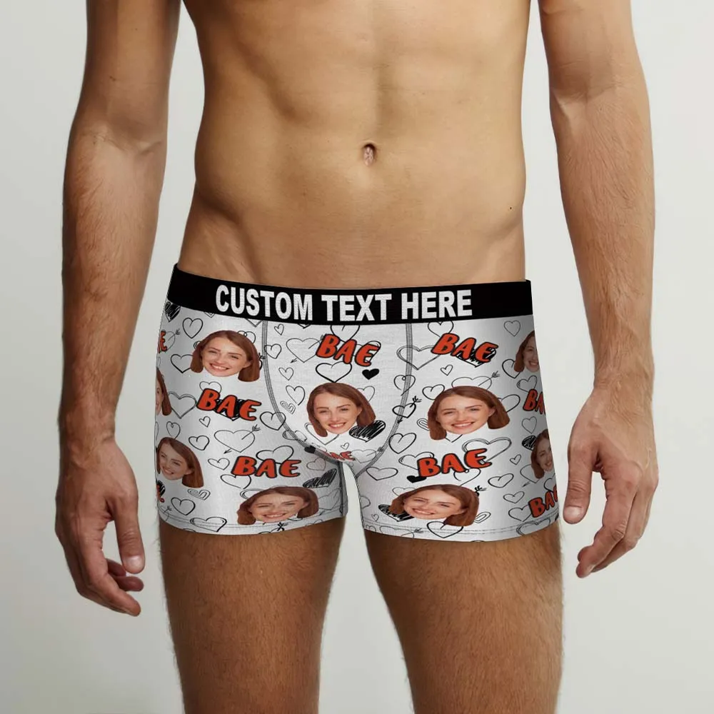 Custom Face Boxers Briefs Personalised Men's Shorts With Photo - Bae