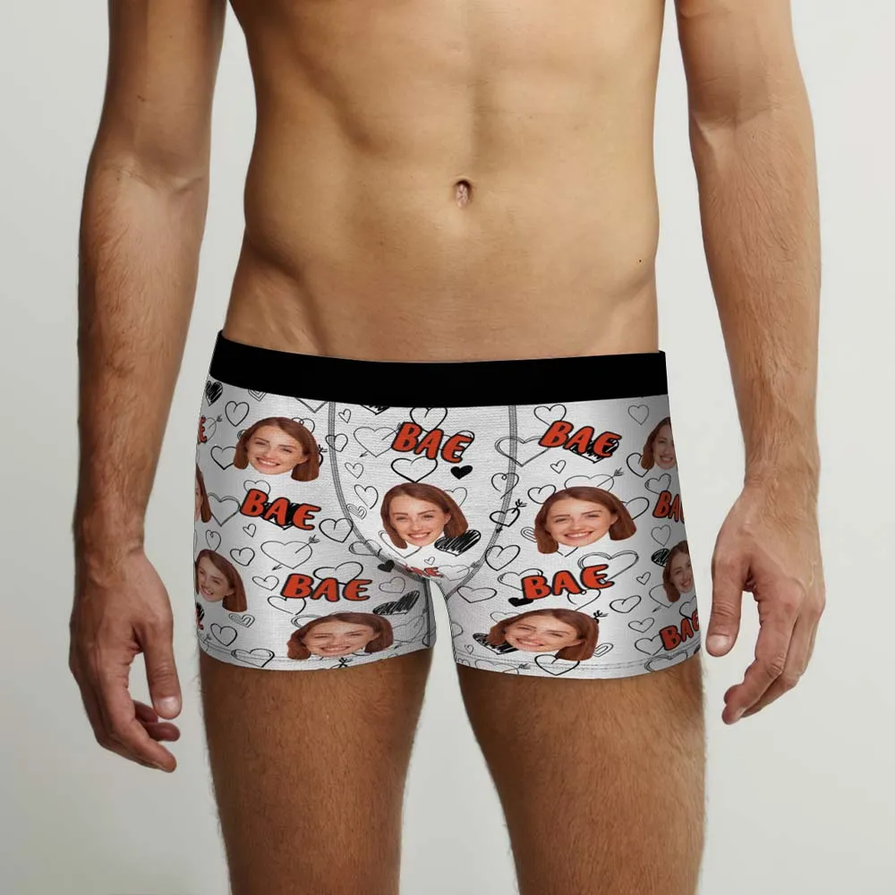 Custom Face Boxers Briefs Personalised Men's Shorts With Photo - Bae