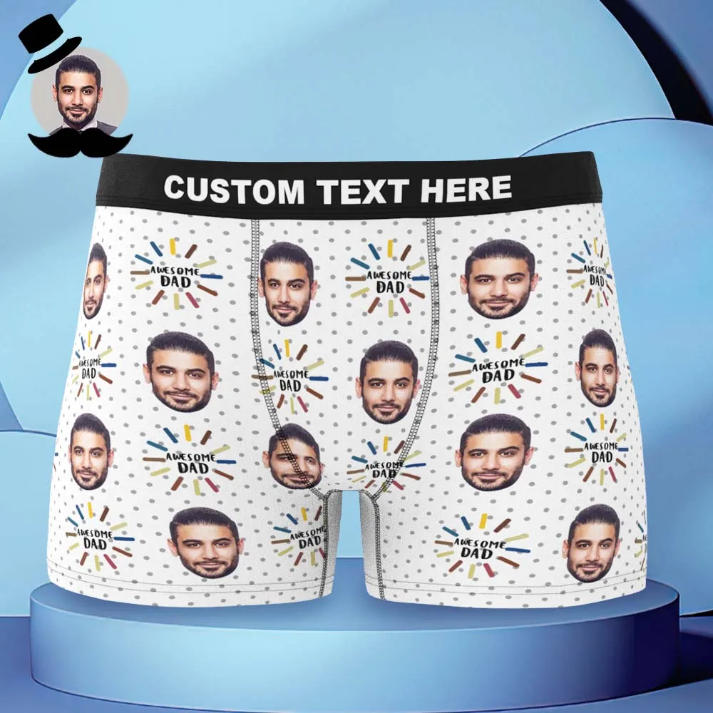 Custom Face Boxers Briefs Personalised Men's Shorts With Photo - For Awesome Dad