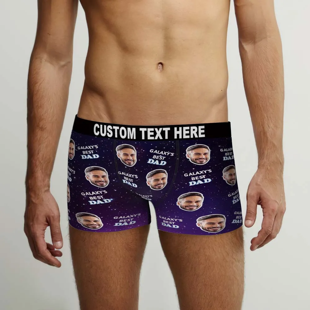 Custom Face Boxers Briefs Personalised Men's Shorts With Photo For Dad - Galaxy