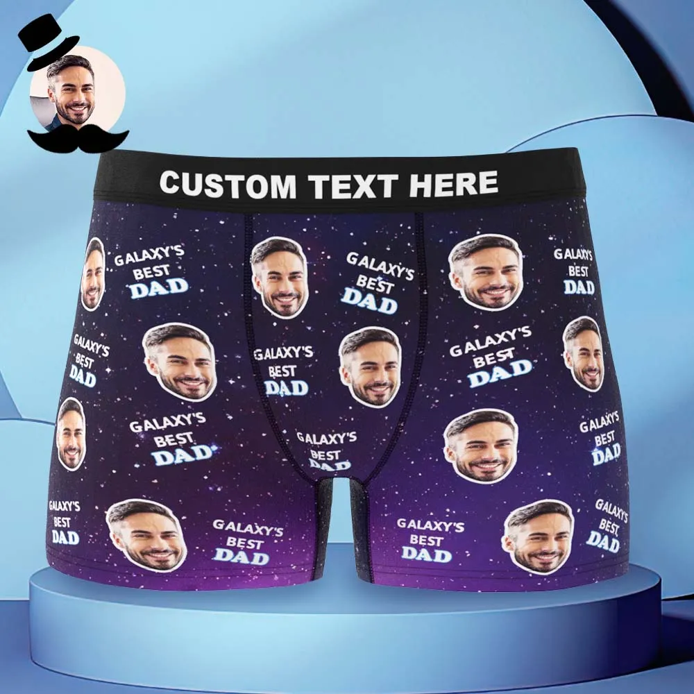 Custom Face Boxers Briefs Personalised Men's Shorts With Photo For Dad - Galaxy