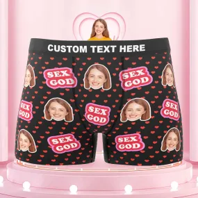 Custom Face Boxers Briefs Personalised Men's Shorts With Photo - Sex God