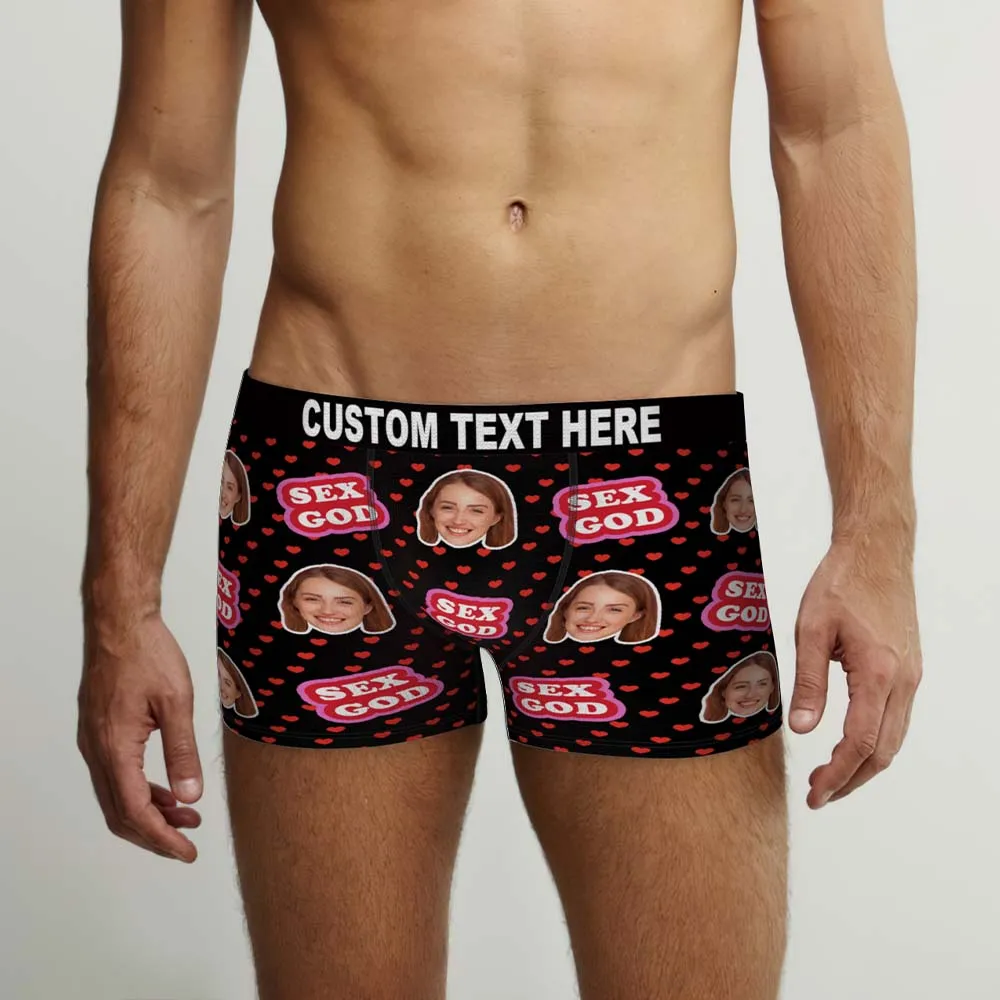 Custom Face Boxers Briefs Personalised Men's Shorts With Photo - Sex God