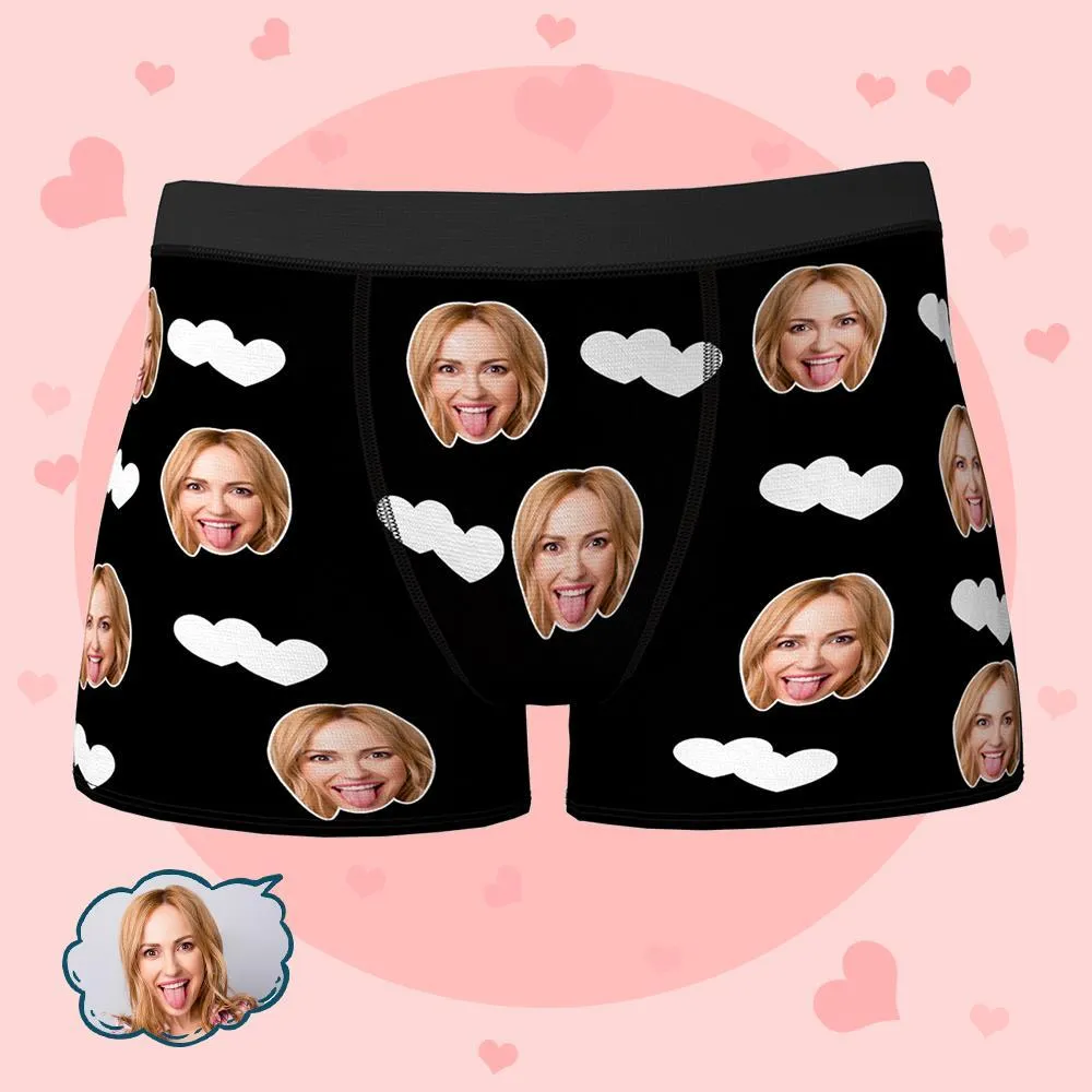 Custom Face Boxers Shorts Love Hearts Personalised Men's Boxer Briefs Valentine's Day Gift