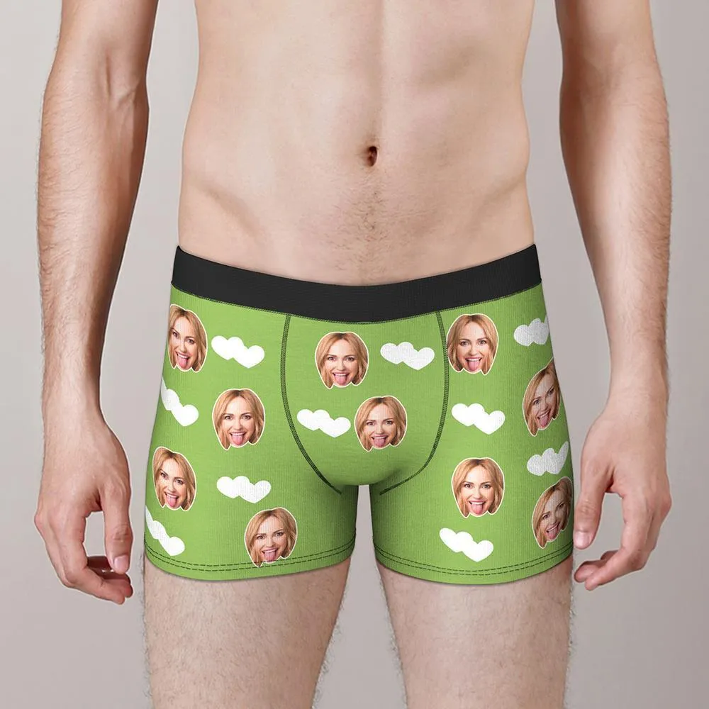 Custom Face Boxers Shorts Love Hearts Personalised Men's Boxer Briefs Valentine's Day Gift