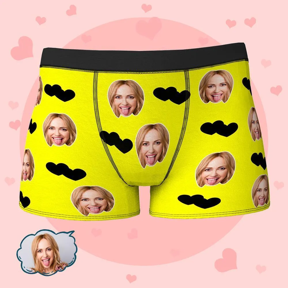 Custom Face Boxers Shorts Love Hearts Personalised Men's Boxer Briefs Valentine's Day Gift