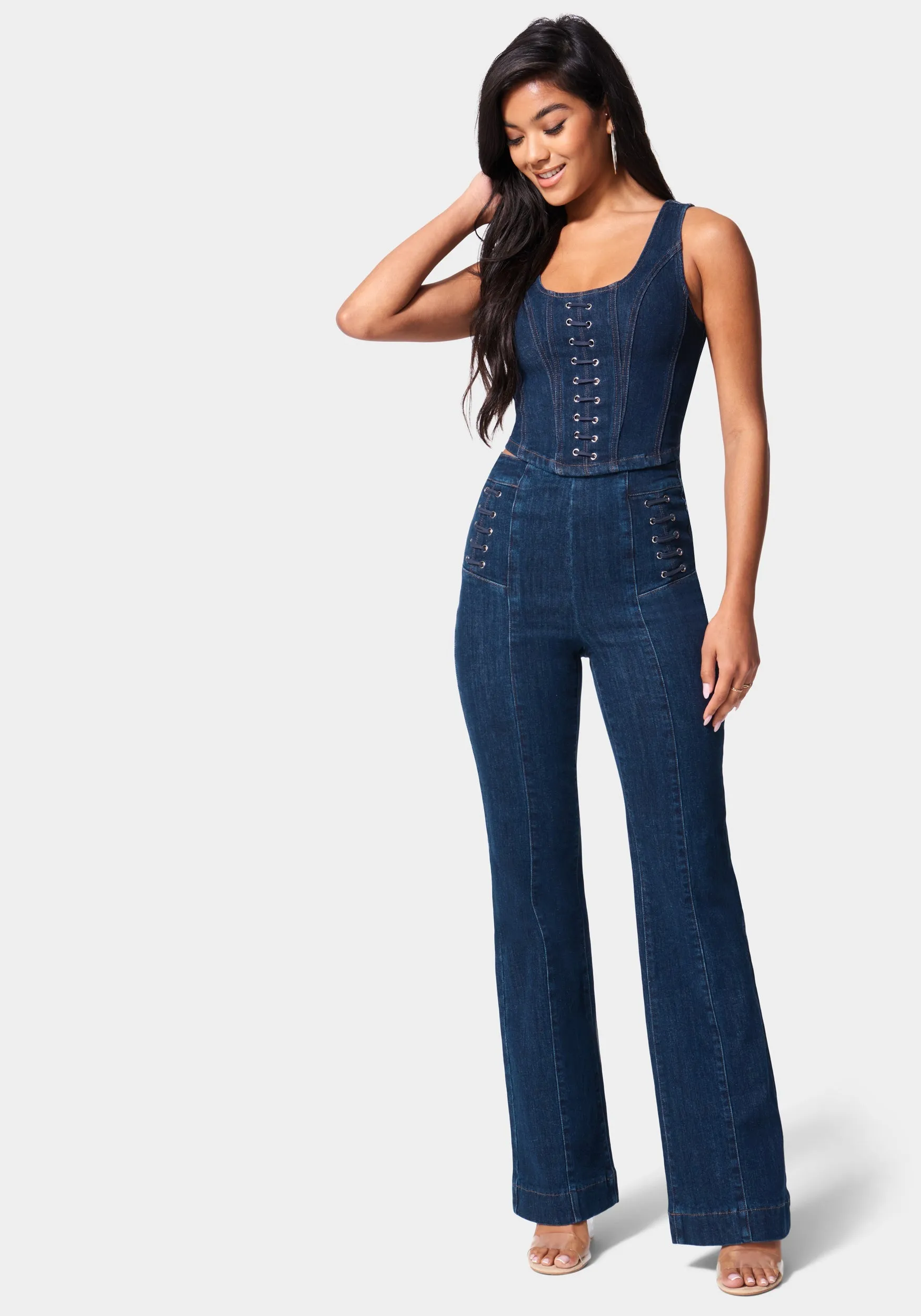 Eyelet Denim Bustier