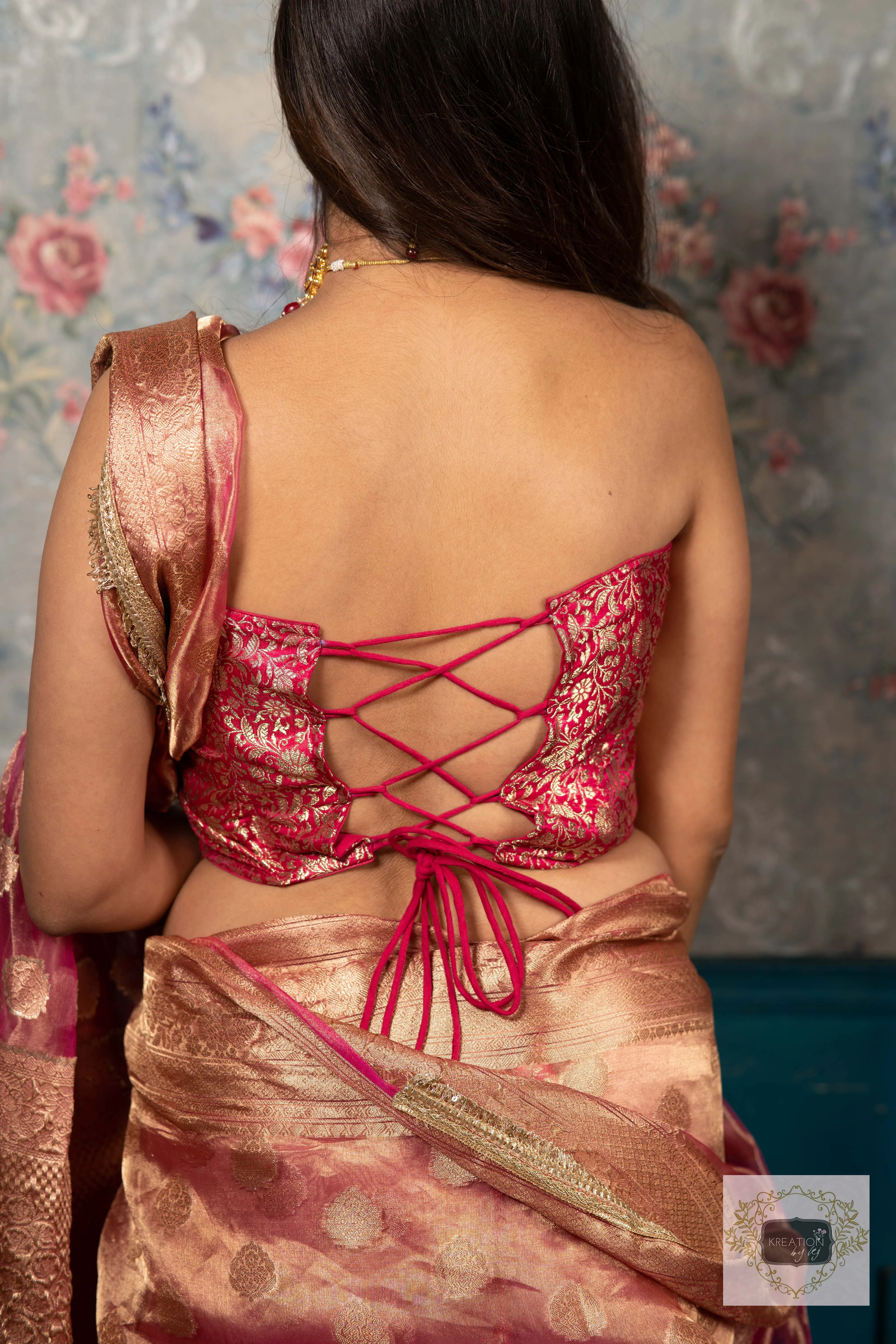 Fuchsia Banarasi Brocade Bustier Corset