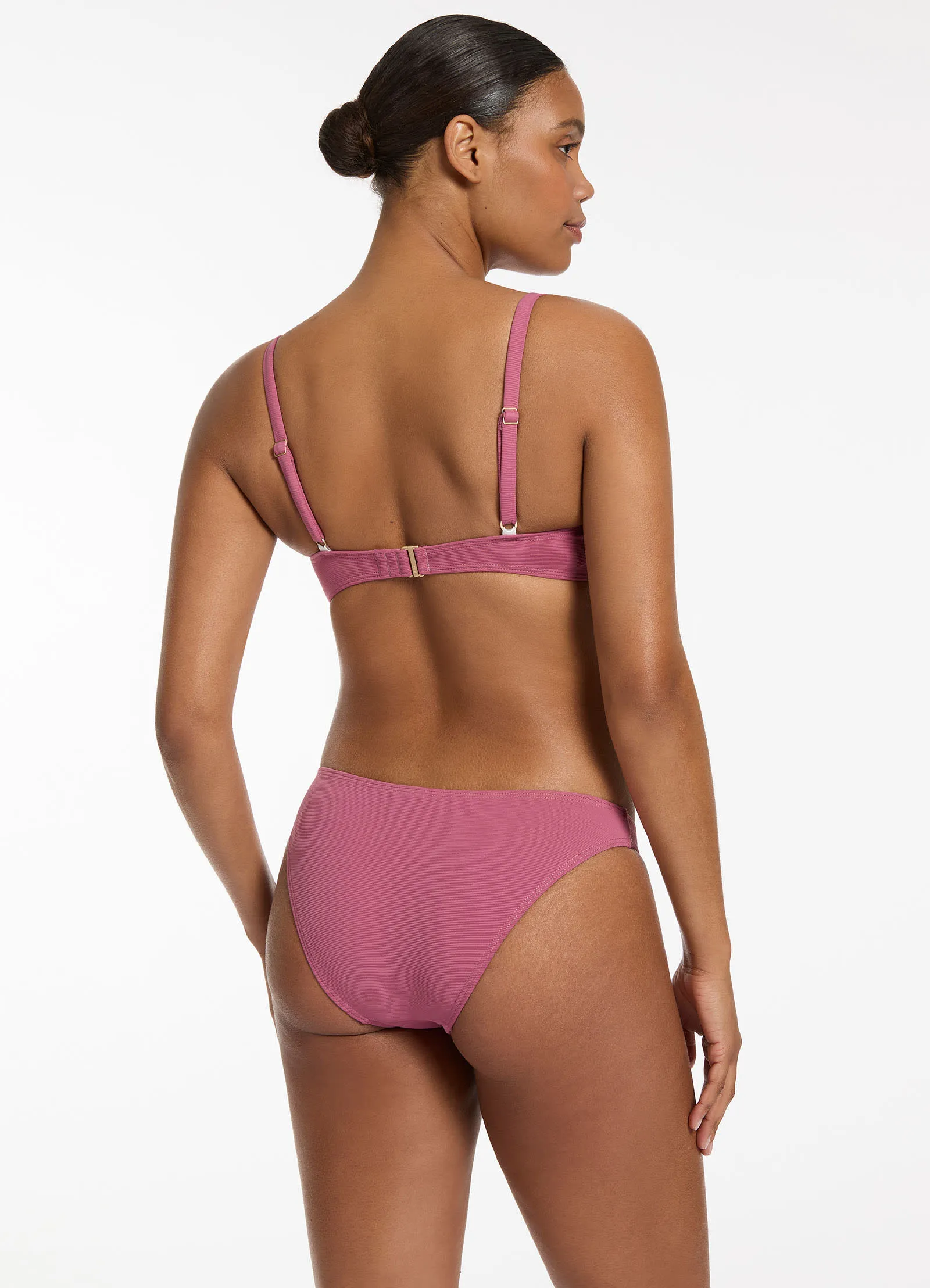 Isla Rib Hipster Bikini Bottom - Mauve