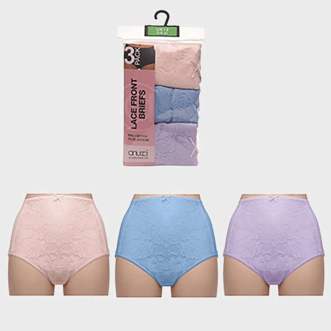 Ladies 3PK Lace Front Briefs