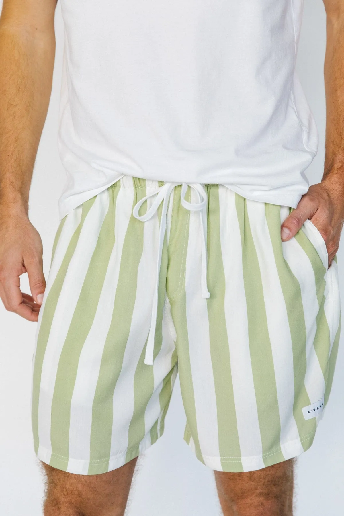 Men’s Boxers - Short Length - Stripe - Margarita Green