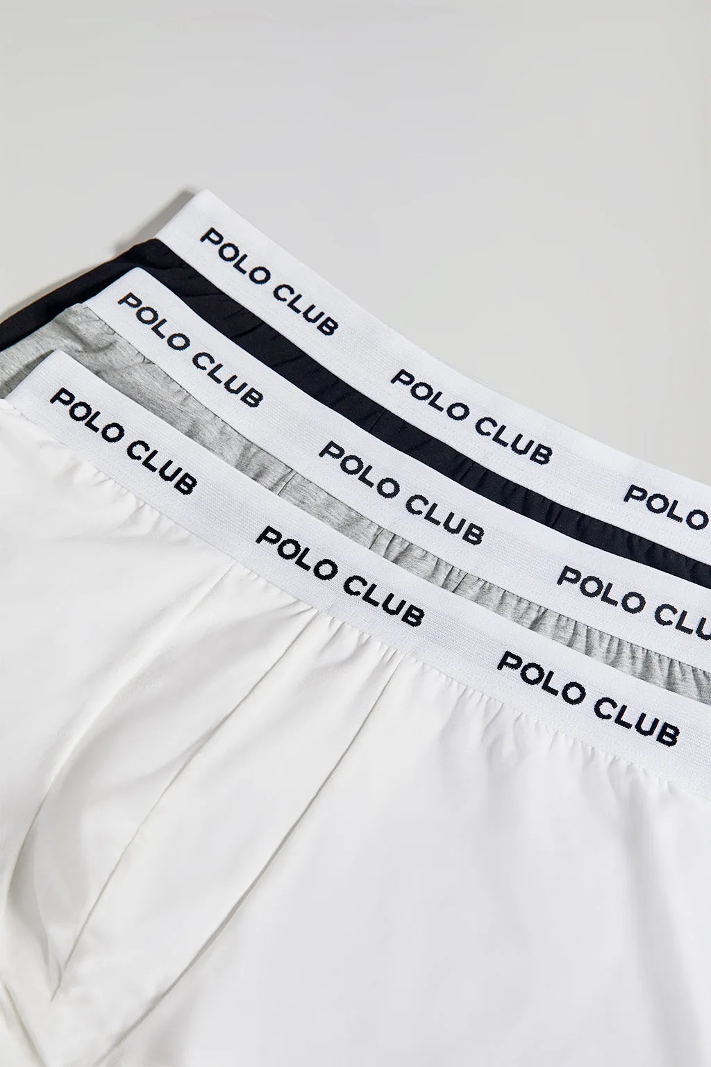 Pack de tres boxers negro,gris y blanco con logotipo Polo Club