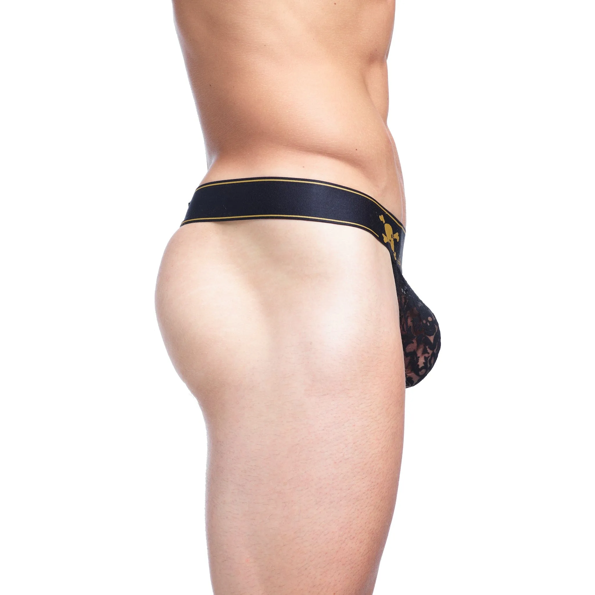 Paisley Burnout Thong Black