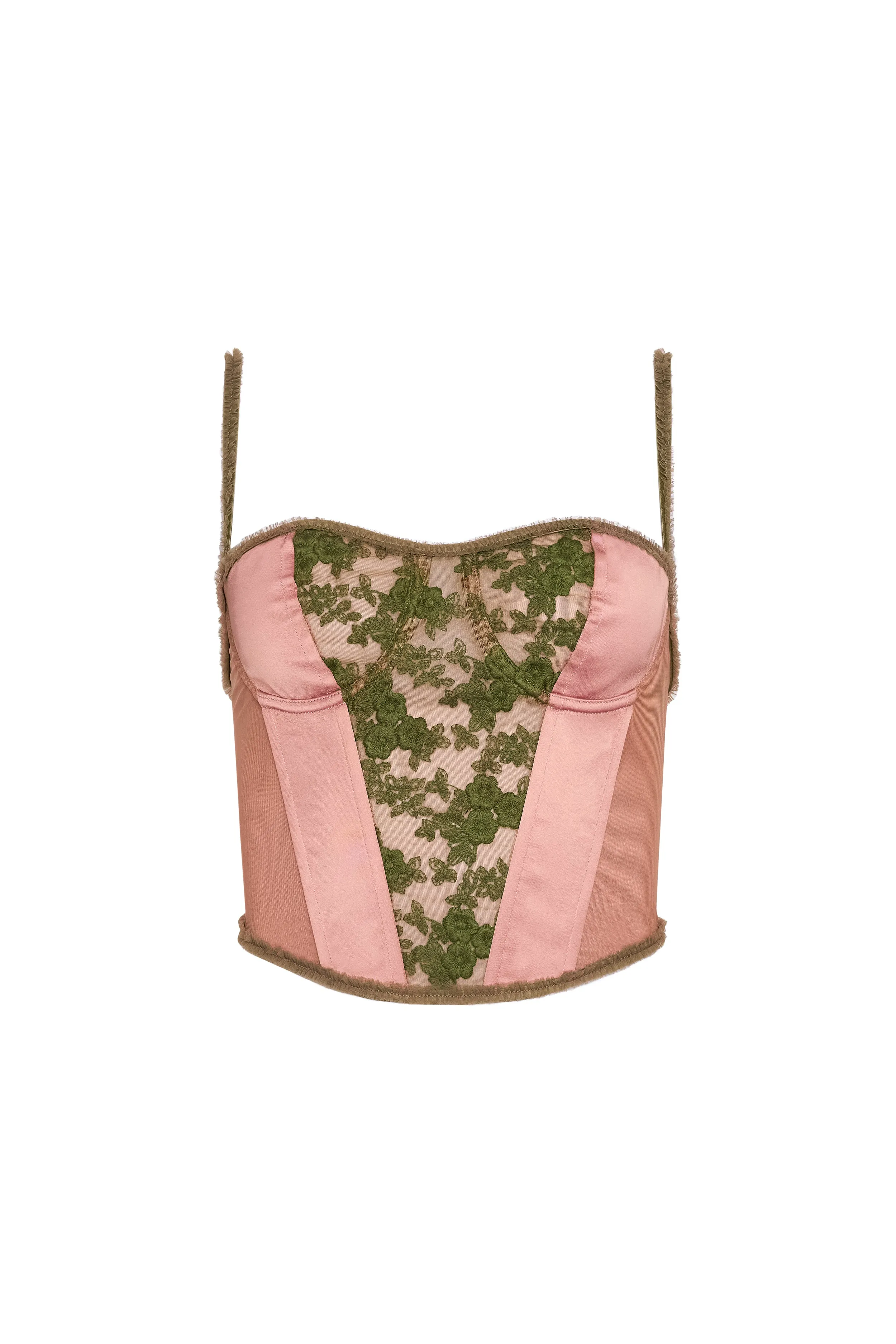 Satin Lace Panel Bustier Corset